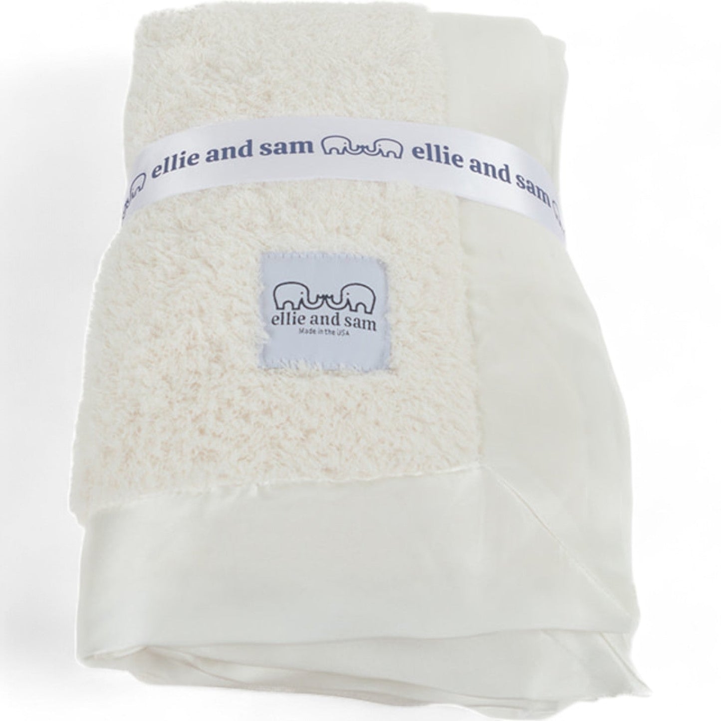 Classic Baby Blanket with Satin Trim in Chenille Cozy, Ivory
