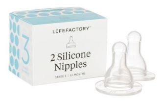 Lifefactory 9Oz Glass Baby Bottle 2Pk Bundle With 2 Stage 3 Nipples (Grape/Kale)