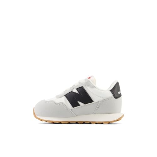 New Balance Kids 237 Bungee Sneaker, White/Black, 3 W Infant (0-12 Months)