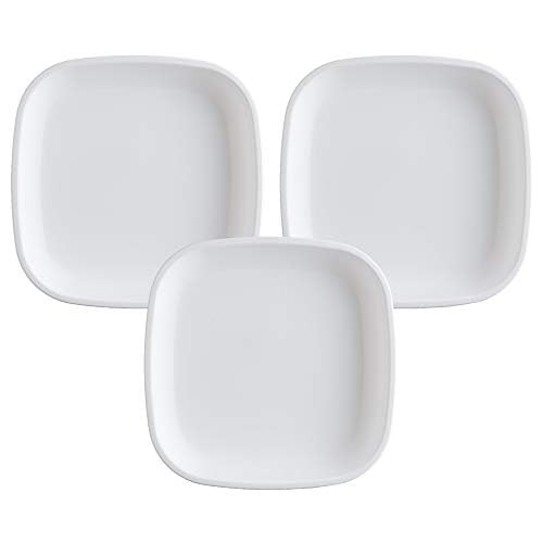 Re-Play Made in USA 7 Toddler Plates, Set of 3 Without Lid - 22 Oz. Deep-Walled and Stackable Plastic Plates, Dishwasher and Mic
