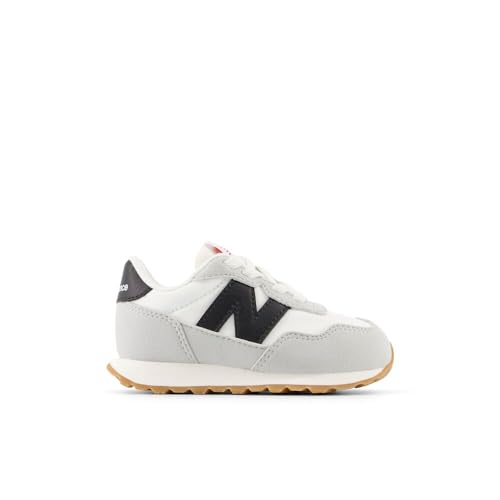 New Balance Kids 237 Bungee Sneaker, White/Black, 2 W Infant (0-12 Months)