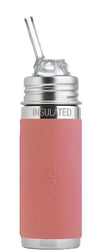 Pura Kiki 9Oz/260 Ml Stainless Steel Insulated Bottle W/Silicone Straw & Sleeve, 100% Plastic-Free, Madesafe Certified, 100% Med