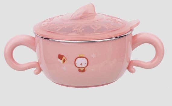 Generic Homies International Microwave Safe Food Bowl Baby Toddler Large Capacity Plastic and Stainless Steel Feeding Bowl, Mult