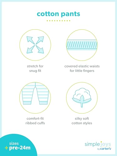 Simple Joys By Carter'S Baby Girls' 4-Pack Pant, Coral Pink/Grey/Navy Dots/Pink, 24 Months