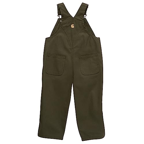 Carhartt Boys Loose Fit Canvas Bib Overall, Olive Green, 24 Months