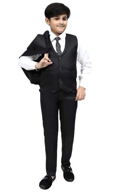 Joley Poley Boy Regular Fit 5 Piece Coat Pant With Shirt, Blazer, Waistcoat & Tie Set Ideal For Kids & Boys Parties, Function An