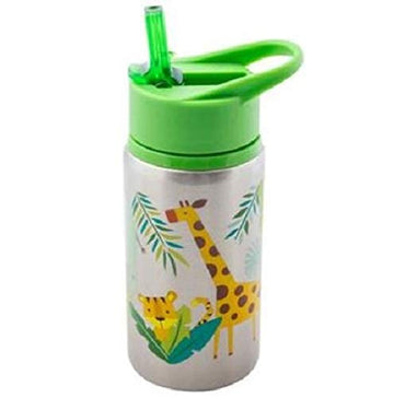 Stephen Joseph Stainless Steel Water Bottles, 18 Oz, Straw Lid, Reusable Tumbler, Insulated, Zoo