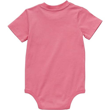 Carhartt Baby Short-Sleeve Pocket Bodysuit, Bright Pink Lemonade, 3M
