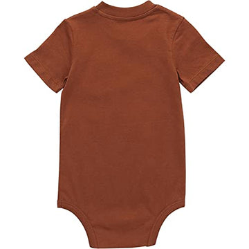Carhartt Baby Short Sleeve Bodysuit With Pocket, Carhartt Brown, 12 Months
