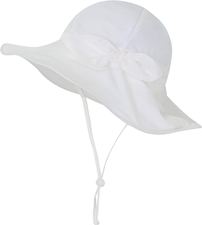 Urban Virgin Baby Girl Sun Hats Summer Baby Hats Upf 50+Toddler Sun Hat Infant With Wide Brim Bucket Hat White 12-24 Months