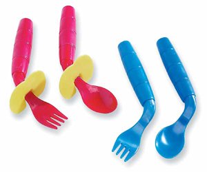 Easieeaters Curved Utensils - Left-Handed Utensils Without Shield