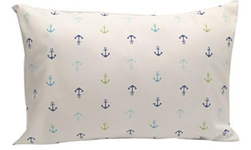 Ella & Max Toddler Pillowcase. Anchor Nautical. Soft & Cuddly. Fits 13X18 & 14X19 Toddler Pillows. Easy To Wash & No Ironing. Ha