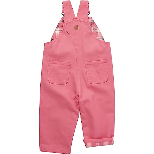 Carhartt Girls Bib Overalls (Lined And Unlined), Pink Lemonade, 18 Months