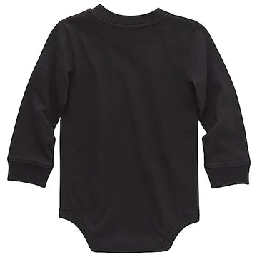 Carhartt Long-Sleeve Pocket Bodysuit, Caviar Dark Black, 12 Months