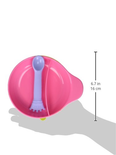 Elegant Baby Silicone Divided Suction Bowl And Spoon Set, Pink