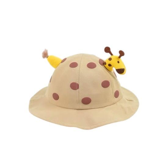 Capznmore Baby Bucket Hat, Cartoon Giraffe Print, Cute Dot Sunshade Cap, Sun Beach Fisherman Hat For 6 Months To 3 Years (In, Ag