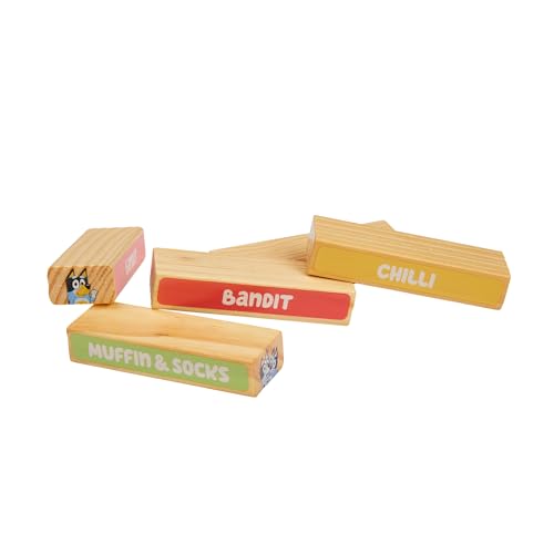 BLUEY Tumbling Tower - 54 Colorful Wooden Blocks - Fun Family Game - FSC Certified for Children 3 Years and Up