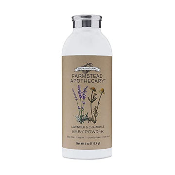 Farmstead Apothecary 100% Natural Baby Powder (Talc-Free) With Organic Tapioca Starch, Organic Chamomile Flowers, Organic Calend