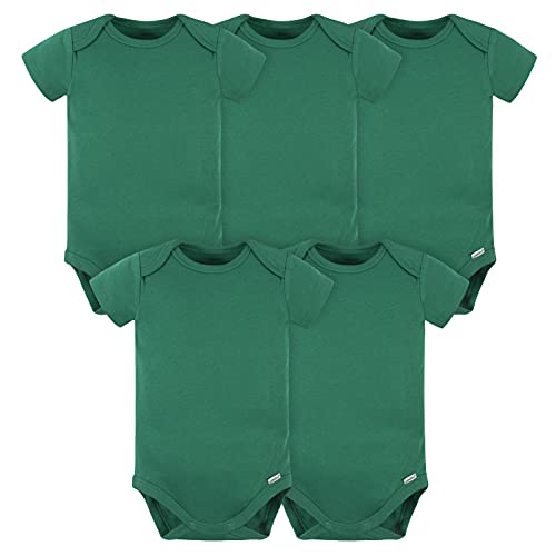 Gerber Baby 5 Pack Onesies Multi-Packs Bundle Interlock 180 Gsm, Kelly Green, 18 Months