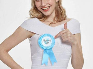Coolerthingsdg, Mom To Be Tinplate Badge Pin - Baby Shower Button New Mom Gifts Gender Reveals Party Baby Boy Blue Rosette Butto