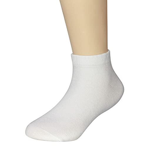 Bear Mum Kids' Dozen Pack Back To School Low Cut Socks White And Black (10-12 Years Old, Purewhite)