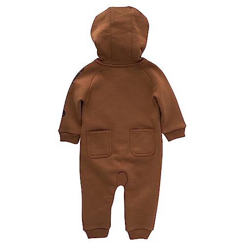 Carhartt Boys Long-Sleeve Zip-Front Hooded Coverall, Carhartt Brown Solid, 3 Months