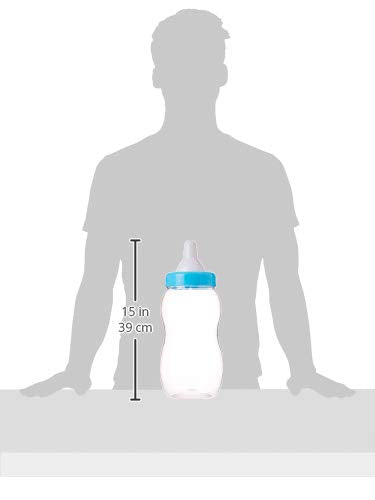 Homeford Jumbo Milk Bottle Coin Bank Baby Shower Plastic Container, 15-Inch, Light Blue