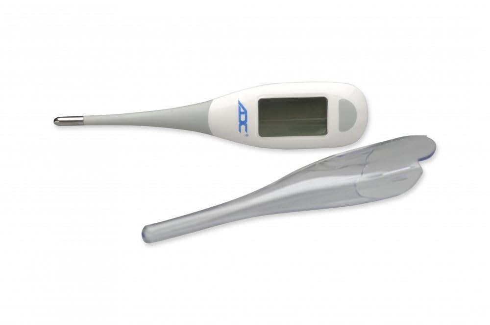 Adc Fast Read Digital Thermometer, Flexible Tip And Large Quick Read Lcd Display With Color-Coded Backlighting , White - 418N