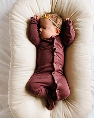 L'Ovedbaby Baby Girls Organic Snap One-Piece Footies, Eggplant, Preemie/Nb 4-7 Lbs Us