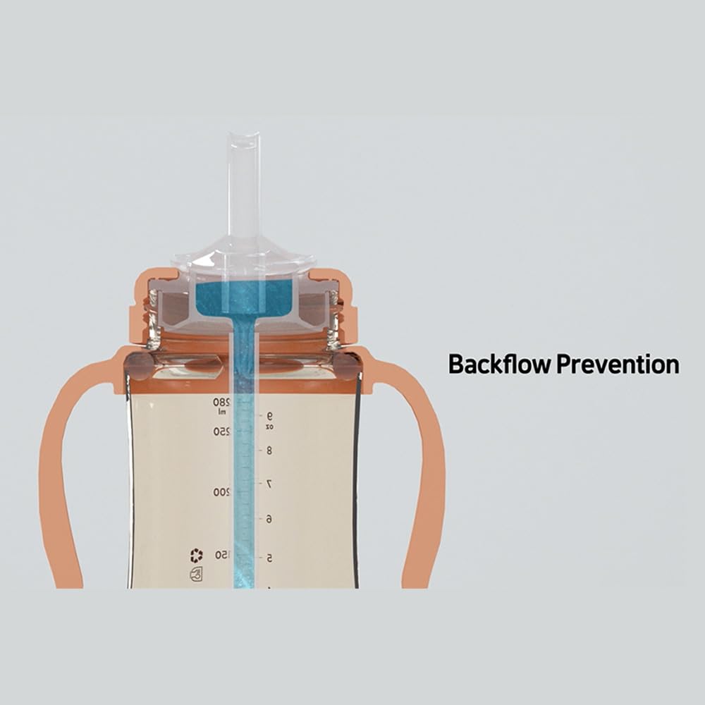 Ubmom No-Spill, Backflow Prevention Sippy Cup With Straw, Ppsu Learner Cup With Handle For Baby And Toddlers, Bpa Free, 9.47Oz (