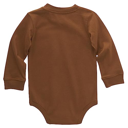 Carhartt Long-Sleeve Pocket Bodysuit, Carhartt Brown, 3 Months