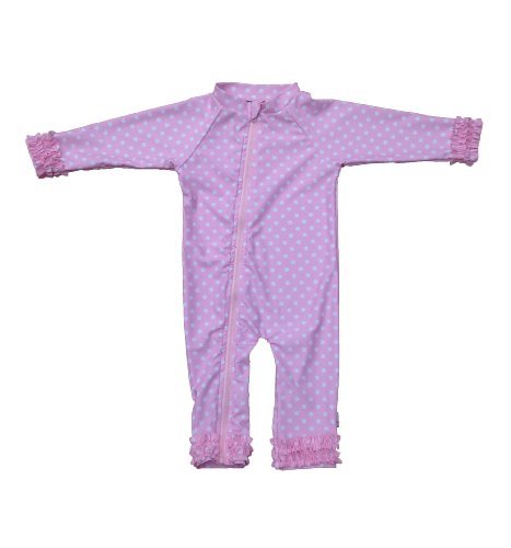 Swimzip Baby Girl Long Sleeve Sunsuit With Upf 50+,Sassy Surfer Pink Dots,18-24 Months