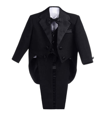 Dressy Daisy Baby Boy Tuxedo 5 Pieces Set Formal Dress Suit Gentleman Black Tux Wedding Outfit Size 9 Months