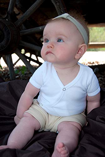 L'Ovedbaby Unisex-Baby Newborn Organic Short-Sleeve Kimono Bodysuit, White, 3/6 Months