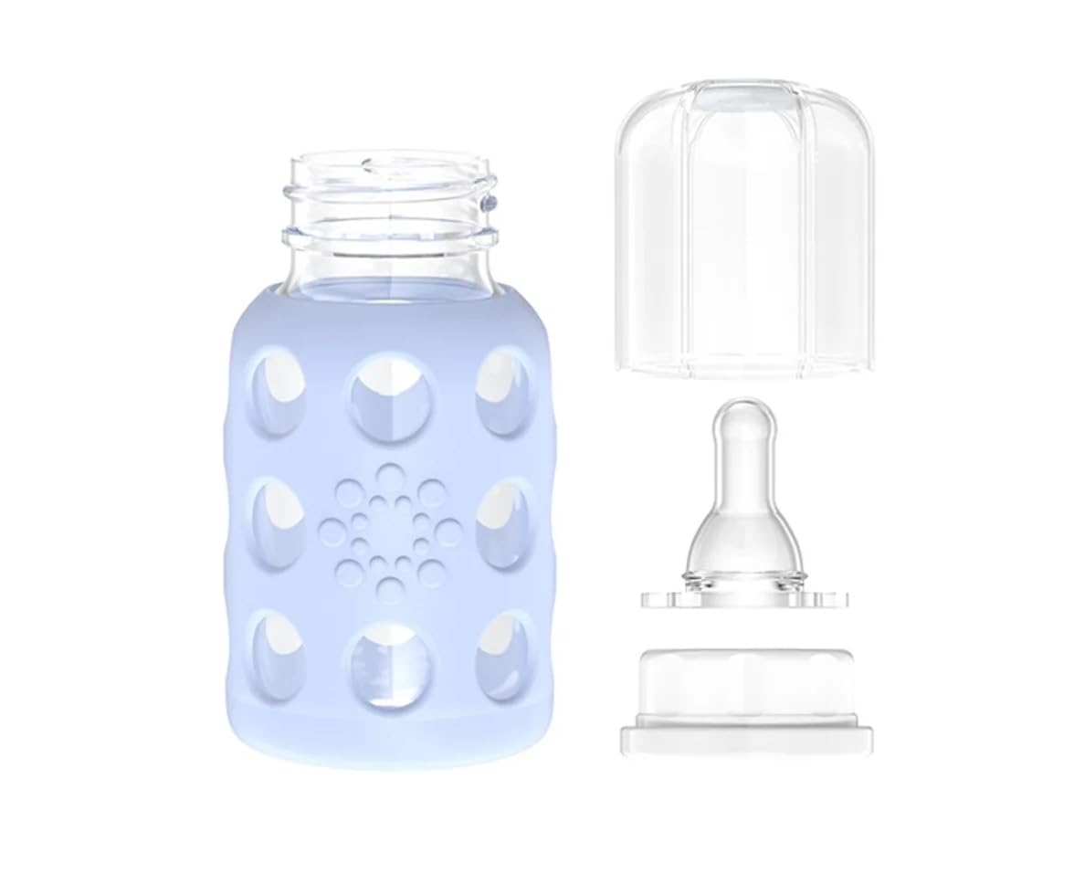 Lifefactory Glass Baby Bottles With Silicone Protection - 2-Pack, 4 Oz Bottles, Blanket