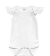 Laughing Giraffe Baby Girl Blank Flutter Short Sleeve One Piece Bodysuit White (0-3 Months)