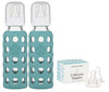 Lifefactory 9Oz Glass Baby Bottle 2Pk Bundle With 2 Stage 3 Nipples (Kale/Kale)