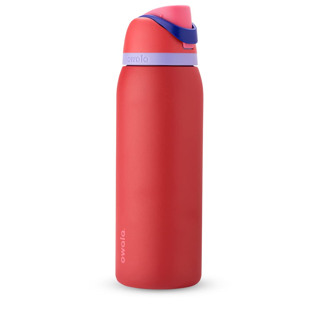 Owala Freesip Insulated Stainless Steel Water Bottle With Straw, Bpa-Free Sports Water Bottle, Great For Travel, 40 Oz, Pomegran