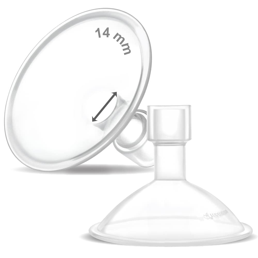 Maymom MyFit Crater Series 14mm Two-Piece Design Small Breastshield Compatible with Medela Breast Pump Parts; Replace Medela Shi
