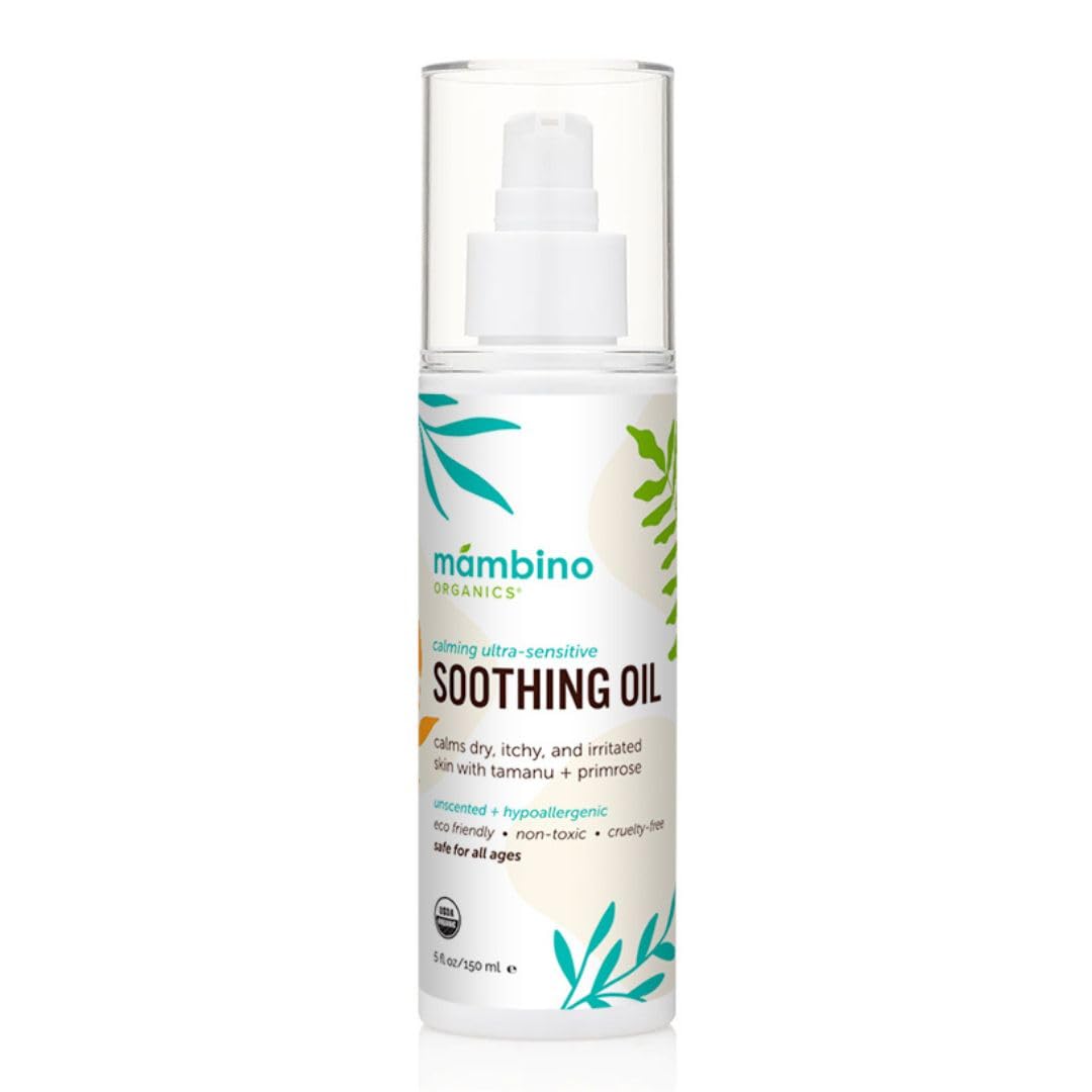 Mambino Organics Soothing Baby Oil - Organic, Unscented Oil With Jojoba & Evening Primrose - Gentle For Hair & Dry, Irritated, I