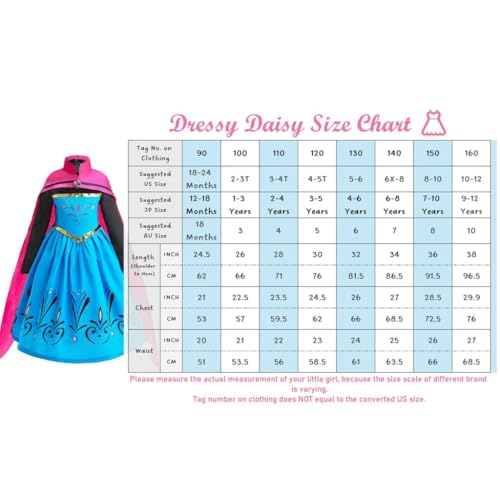 Dressy Daisy Little Girls Ice Princess Snow Queen Coronation Dress Up Costume with Cape Halloween Christmas Party Outfit Size 6X