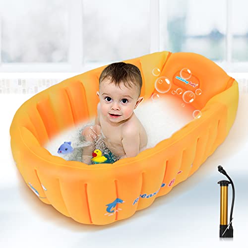 Inflatable Baby Bathtub, Anti- Slip Toddler Tub Portable Newborn Bathtub With Foldable Shower Basin Travel Tub For 6-36 Months I
