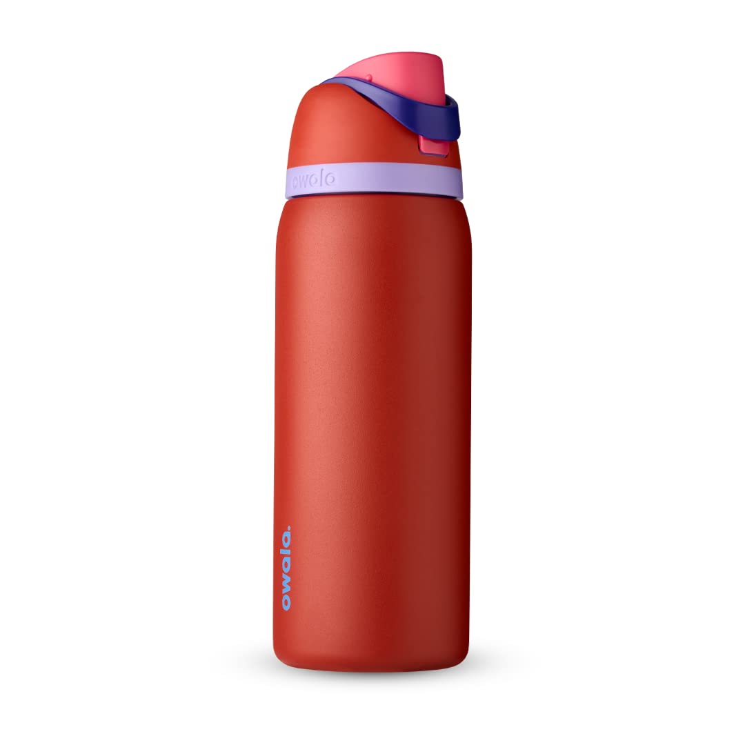 Owala Freesip Insulated Stainless Steel Water Bottle With Straw For Sports And Travel, Bpa-Free, 32-Ounce, Pomegranate Parade