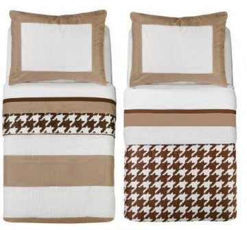 Bacati - Metro Khaki/White/Chocolate 4 Piece Toddler Bedding Set