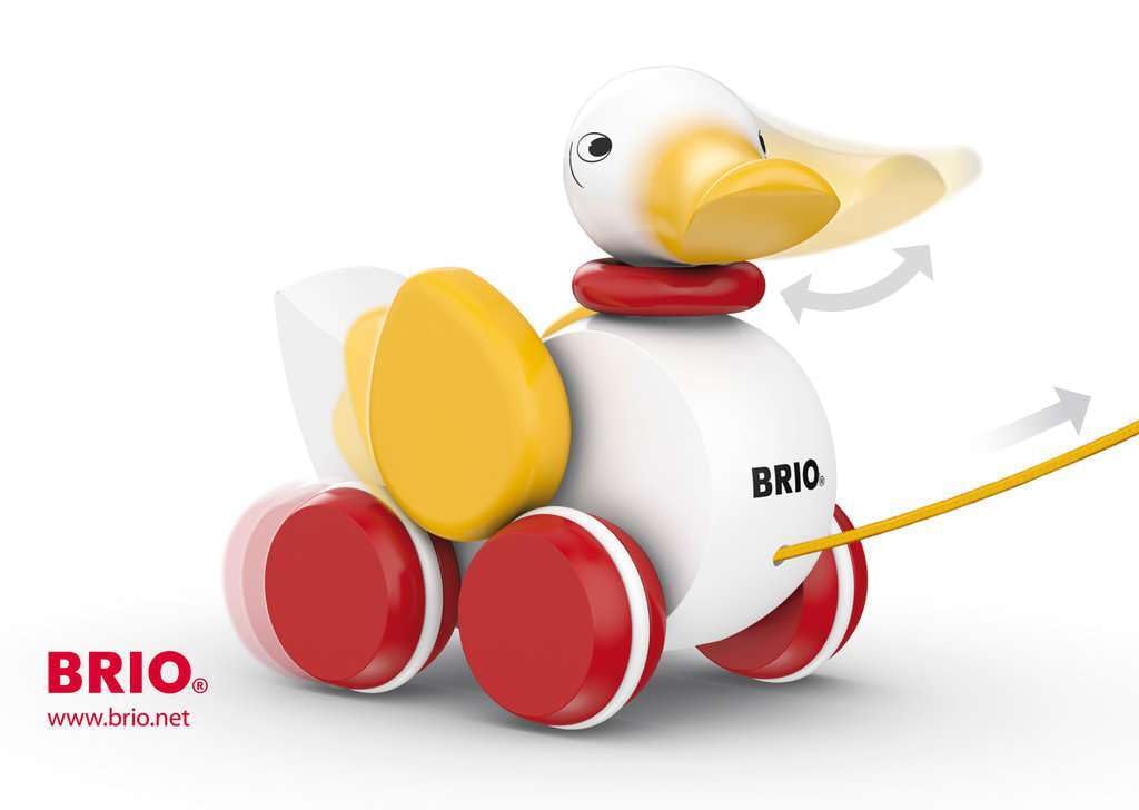 BRIO Infant & Toddler 30323 - Pull Along Duck Wood Baby Toy | Flapping Wings | Engaging Motor Skill Development | Certified Sust