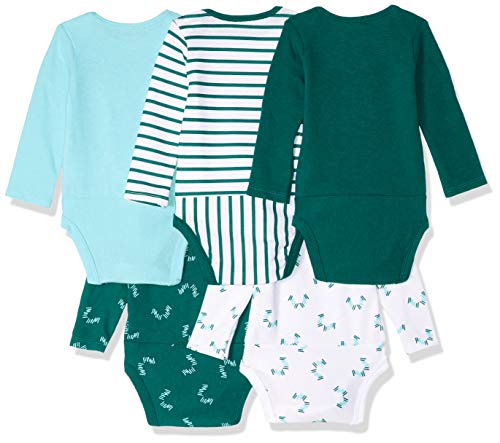 Hanes Baby Boys Ultimate Flexy 5 Pack Long Sleeve Bodysuits Bodystocking, Greens, 0-6 Months Us