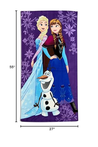 Royal Wear Kids Official Licensed Character Soft Beach/Hooded Bath Towe (Frozen, 27 X 58)