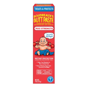 Boudreaux'S Butt Paste Diaper Rash Ointment - Maximum Strength - Contains 40% Zinc Oxide - Paraben And Preservative-Free - 4Oz (