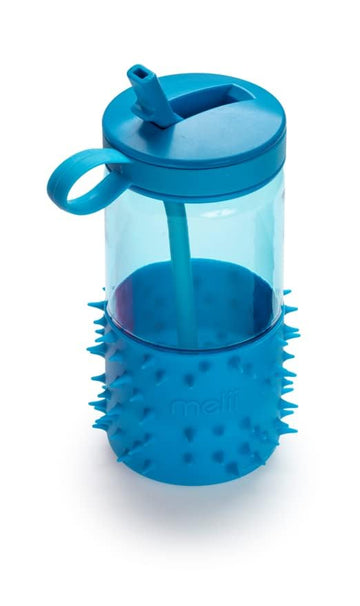 Melii Spikey Kids Water Bottle With Straw, 17Oz (Blue)
