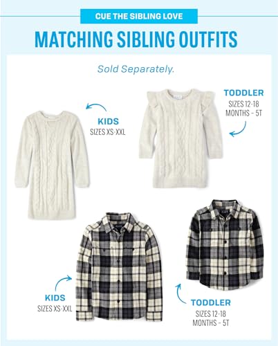 The Children'S Place,And Toddler Girls Cable Knit Long Sleeve Sweater Dress,Bunnys Tail,5T